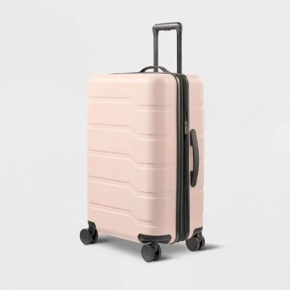 Open Story - Hardside Medium Checked Suitcase Pink - Open Story Pink - Picture 1 of 4